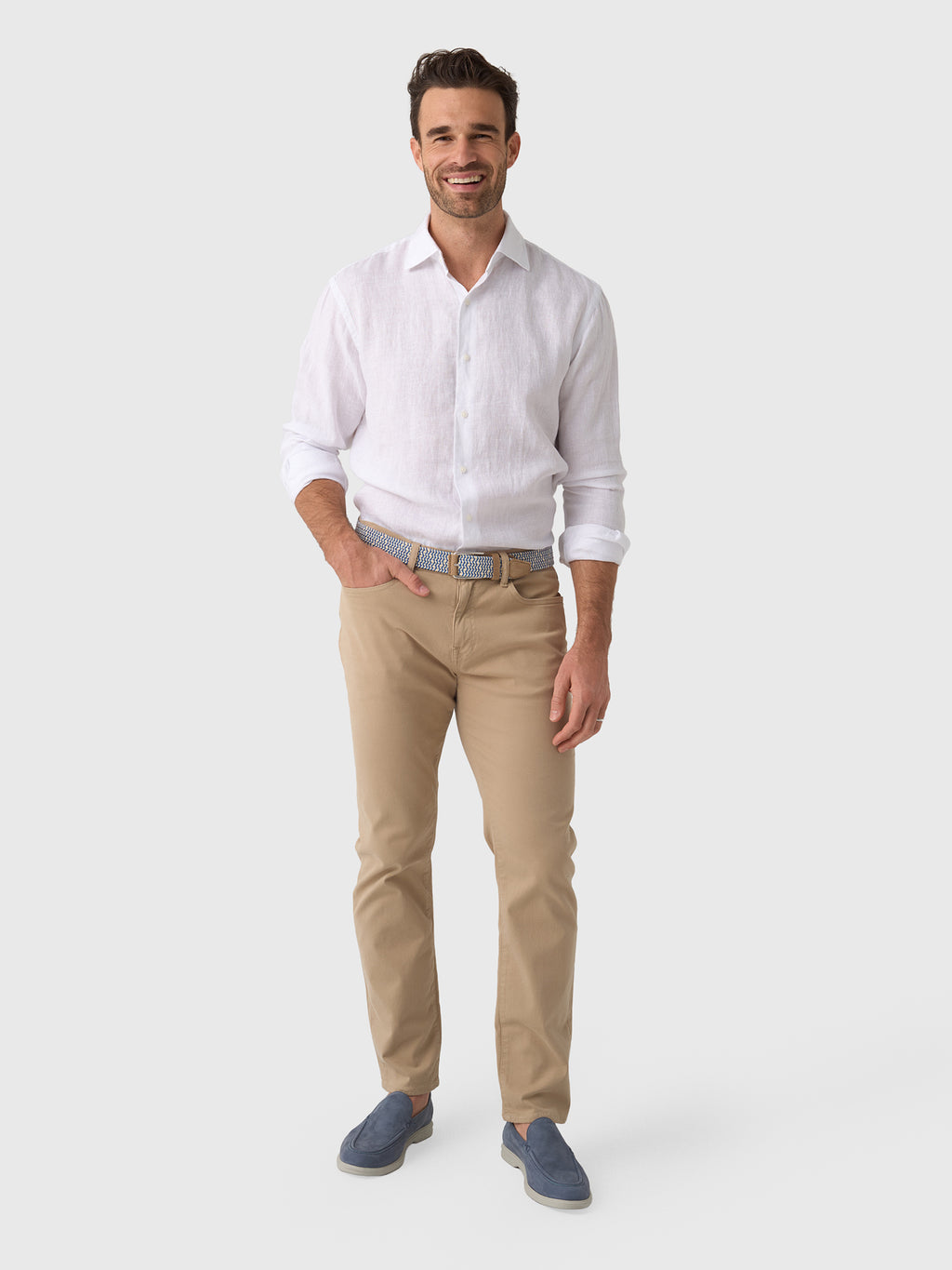 Peter Millar Crown Men's Shoreside Linen Sport Shirt - Saint Bernard