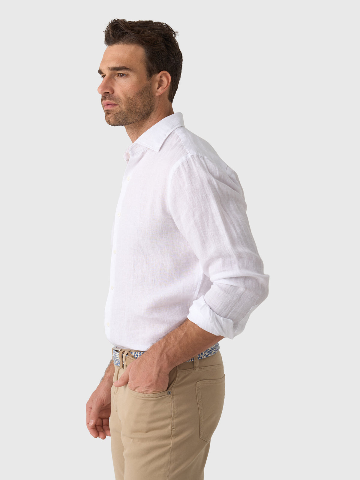 Peter Millar Crown Men's Shoreside Linen Sport Shirt - Saint Bernard