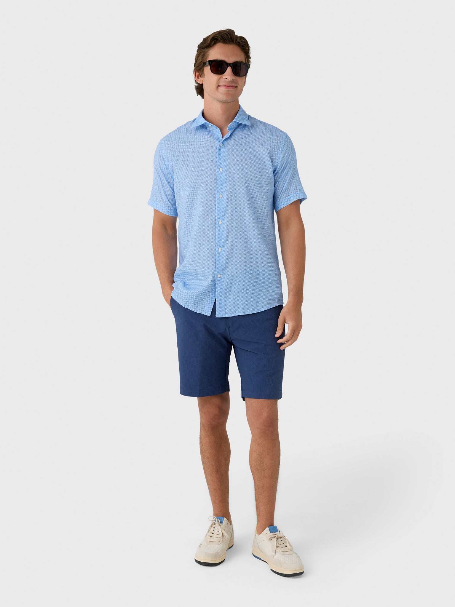 Peter Millar Crown Men's Windsail Cotton Lyocell Sport Shirt - Saint Bernard