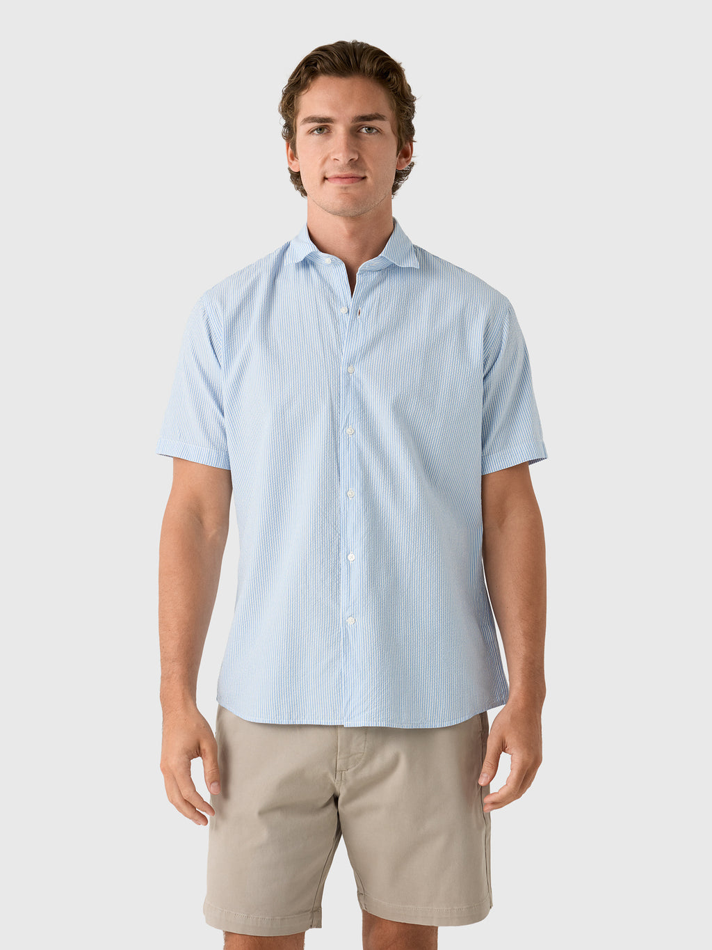Peter Millar Crown Men's Coastal Stripe Cotton Lyocell Sport Shirt - Saint Bernard