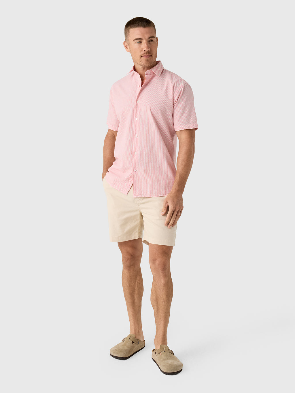 Peter Millar Crown Men's Coastal Stripe Cotton Lyocell Sport Shirt - Saint Bernard