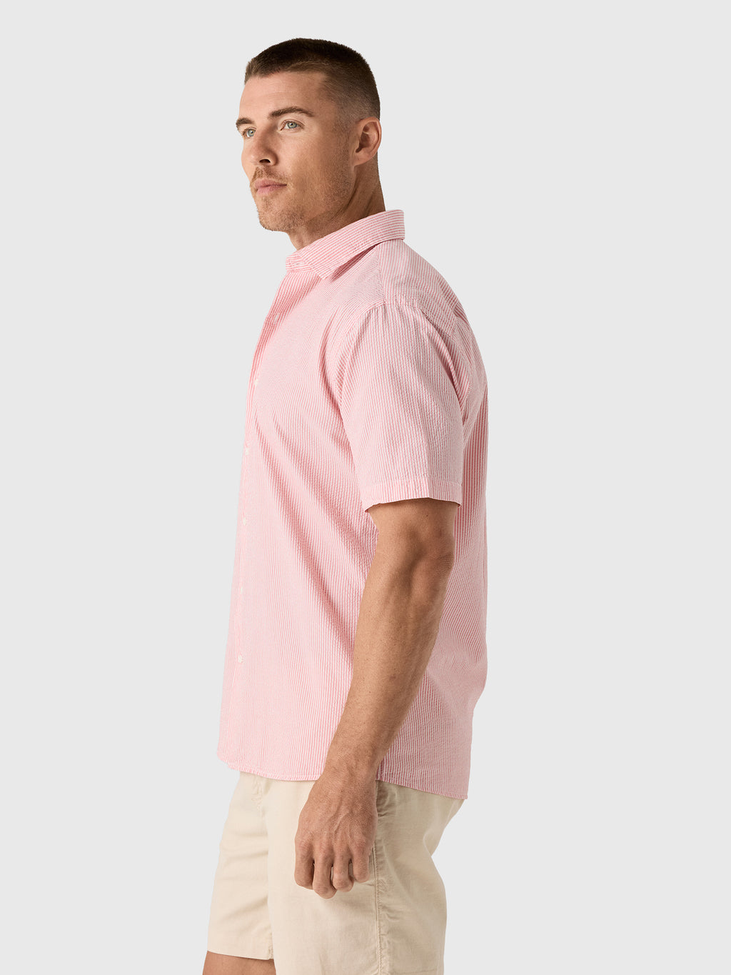 Peter Millar Crown Men's Coastal Stripe Cotton Lyocell Sport Shirt - Saint Bernard