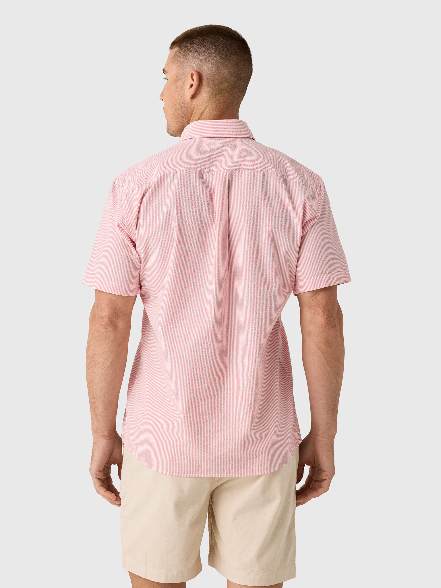 Peter Millar Crown Men's Coastal Stripe Cotton Lyocell Sport Shirt - Saint Bernard