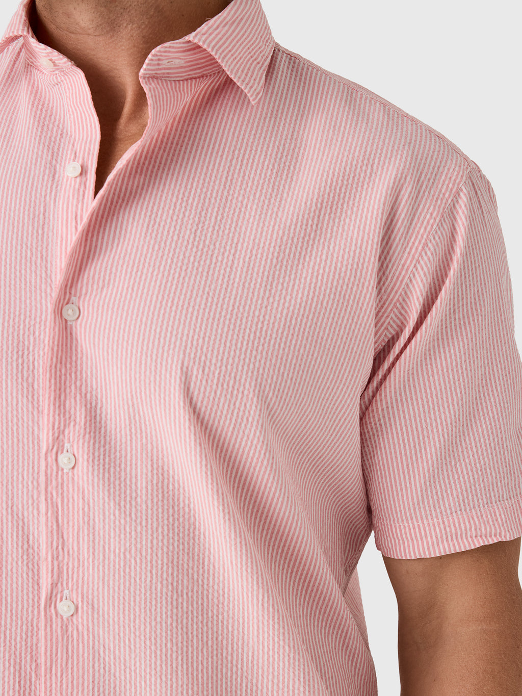 Peter Millar Crown Men's Coastal Stripe Cotton Lyocell Sport Shirt - Saint Bernard