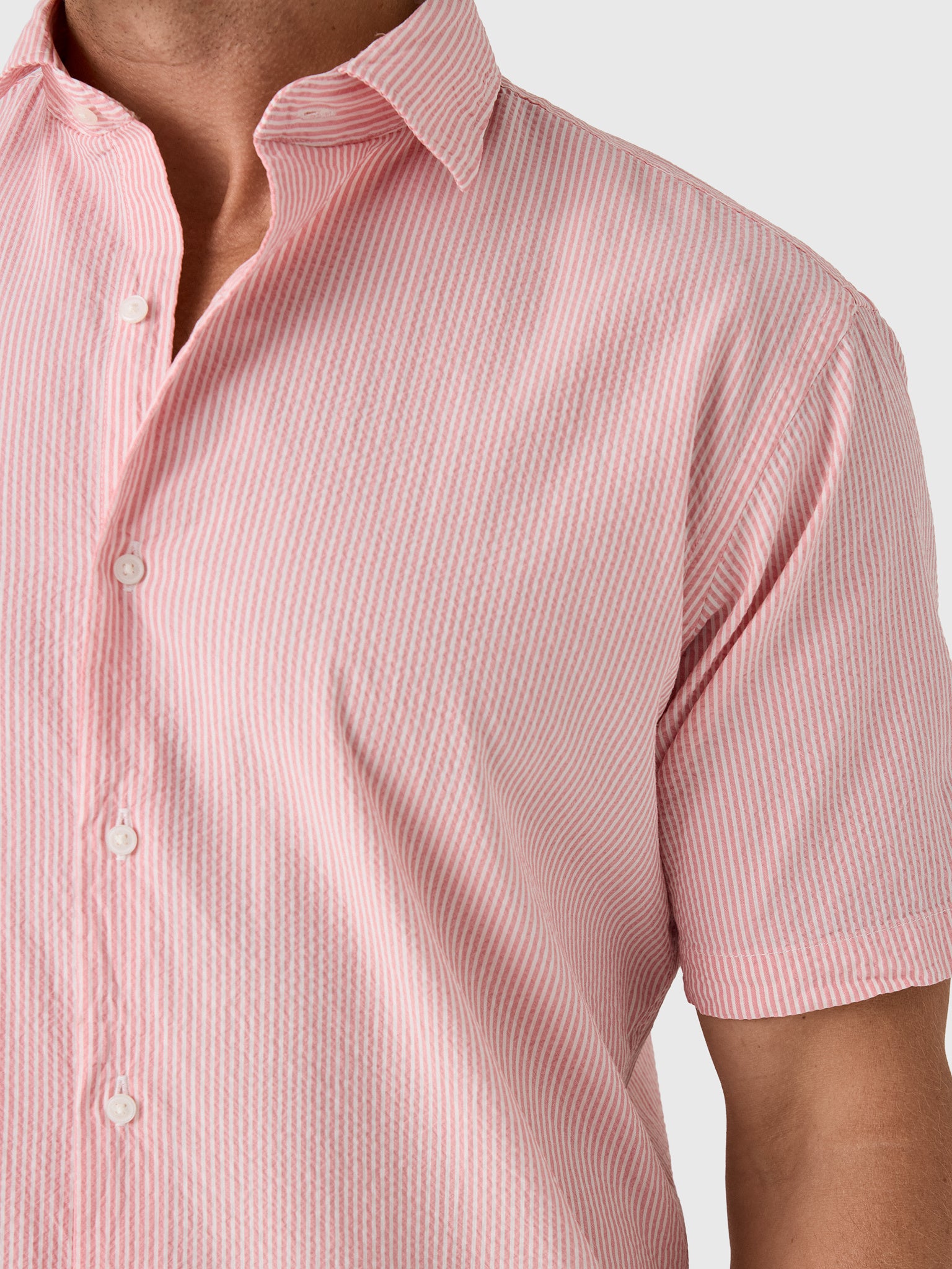 Peter Millar Crown Men's Coastal Stripe Cotton Lyocell Sport Shirt - Saint Bernard