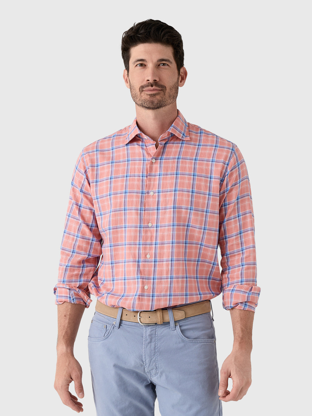 Peter Millar Crown Men's Triton Cotton Lyocell Sport Shirt - Saint Bernard