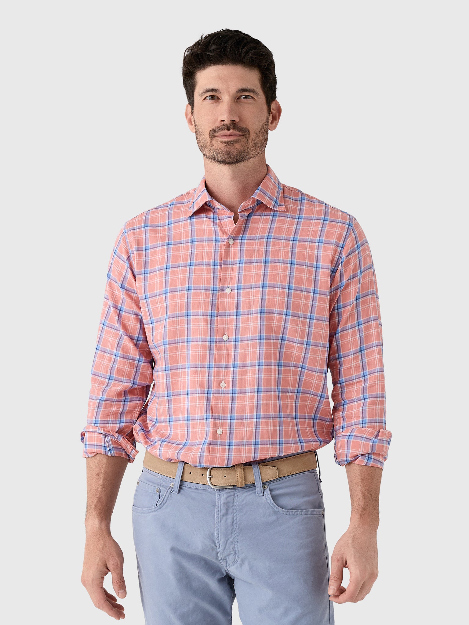 Peter Millar Crown Men's Triton Cotton Lyocell Sport Shirt - Saint Bernard
