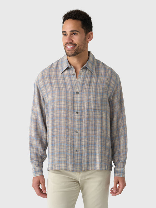 Frame Men's Linen Blend Plaid Shirt