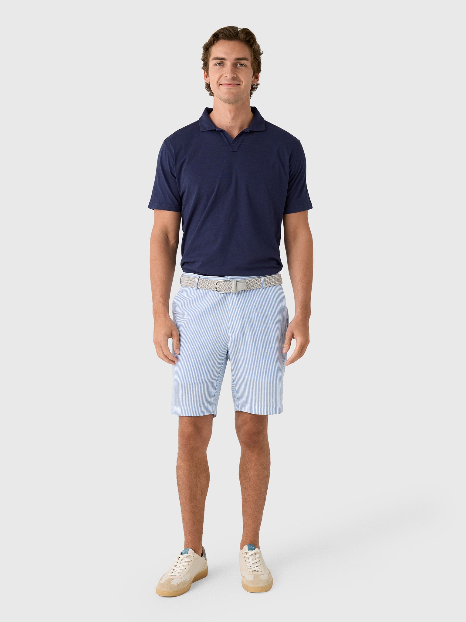 Peter Millar Crown Crafted Men's Surge Linen-Blend Stripe Performance Short - Saint Bernard