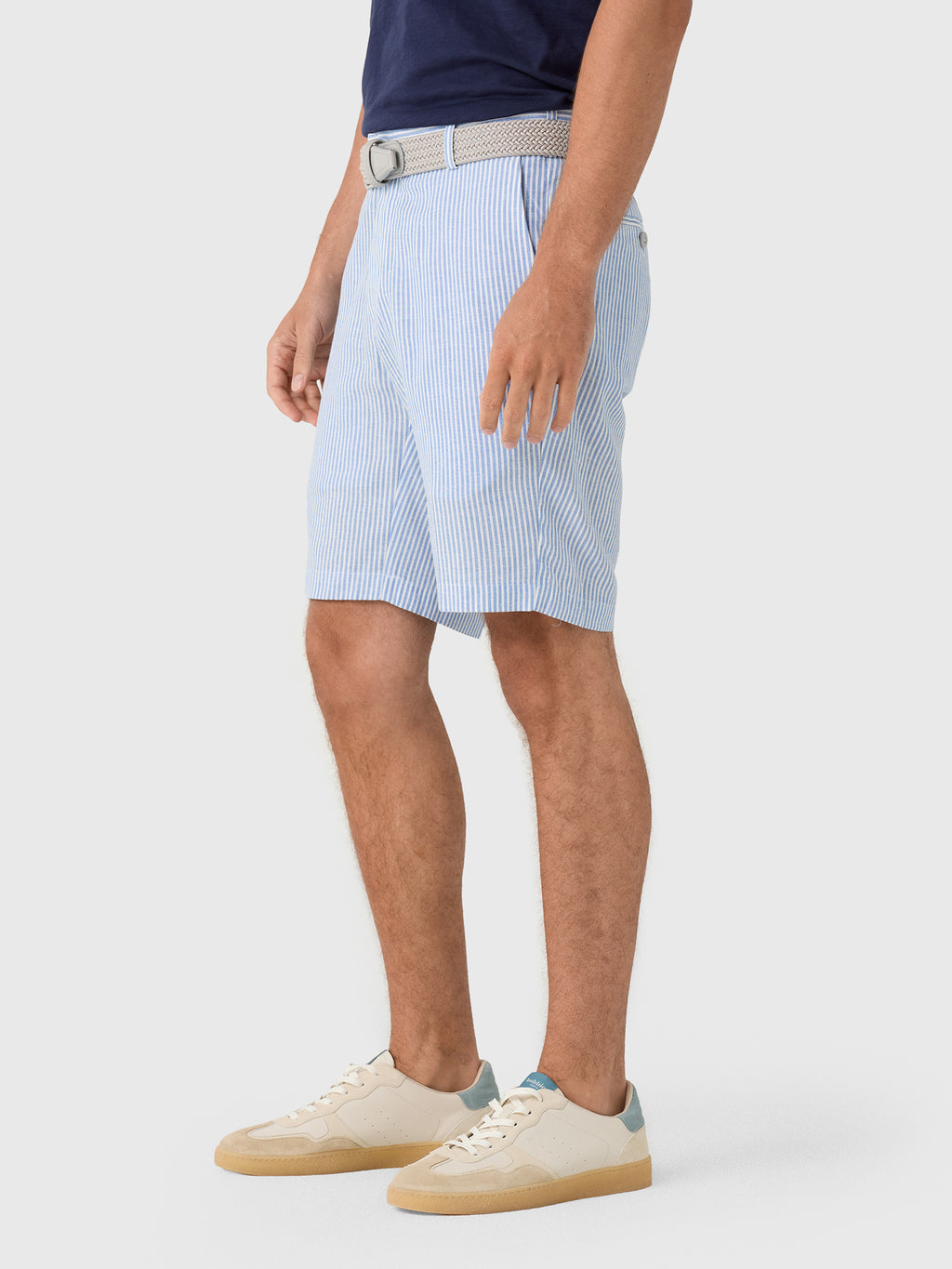 Peter Millar Crown Crafted Men's Surge Linen-Blend Stripe Performance Short - Saint Bernard