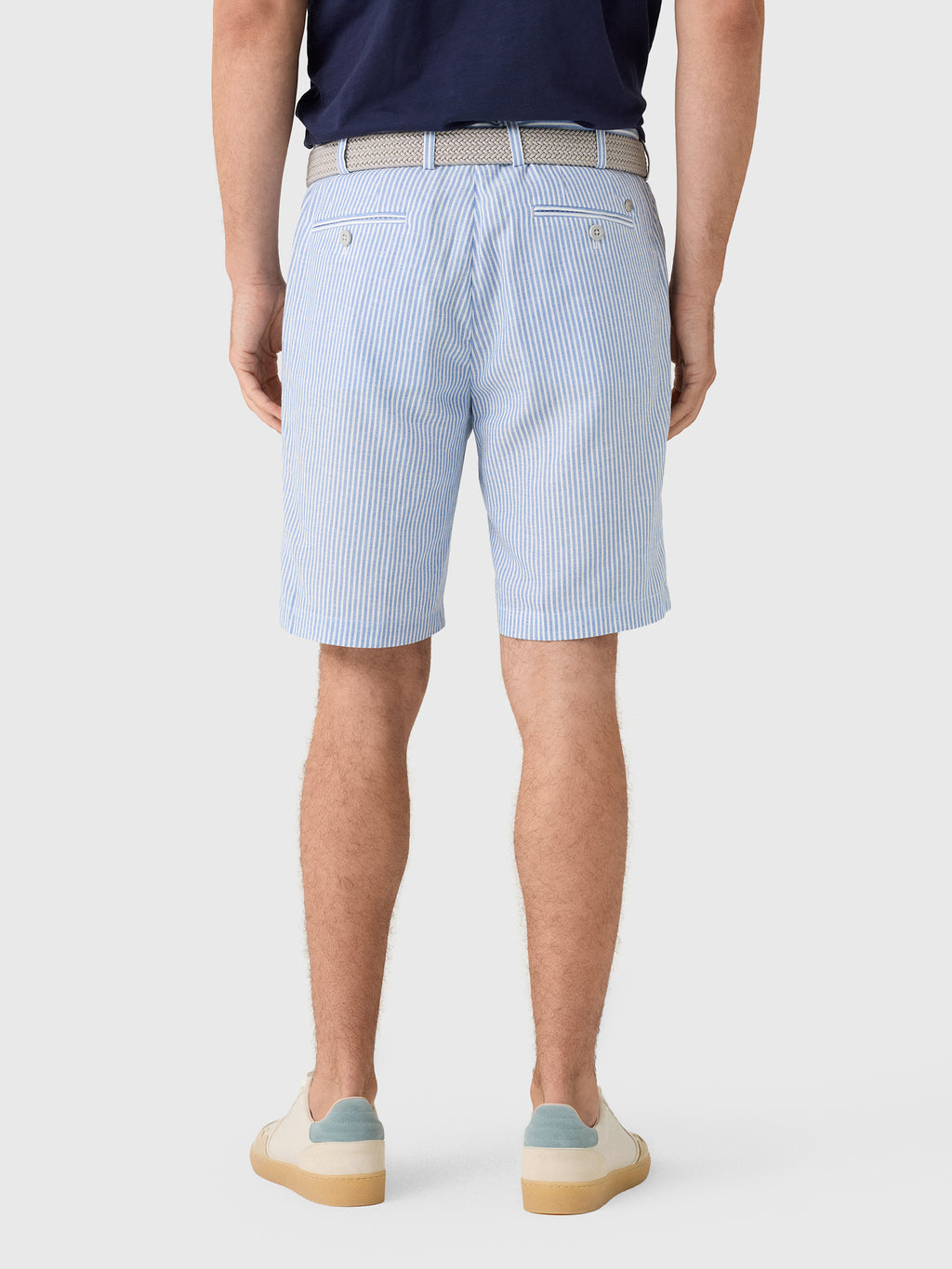 Peter Millar Crown Crafted Men's Surge Linen-Blend Stripe Performance Short - Saint Bernard
