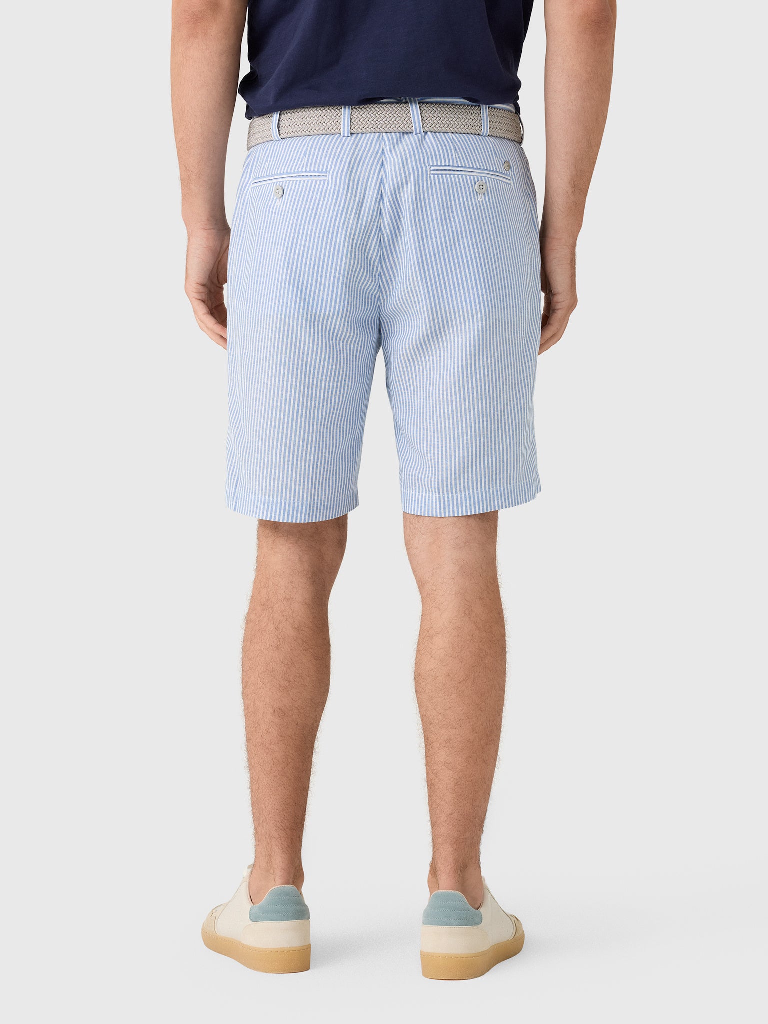 Peter Millar Crown Crafted Men's Surge Linen-Blend Stripe Performance Short - Saint Bernard