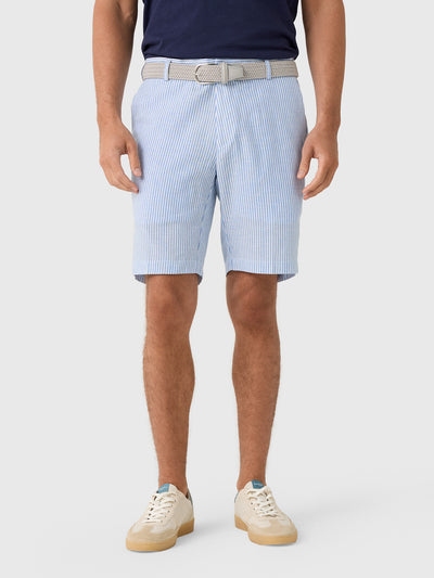 Peter Millar Crown Crafted Men's Surge Linen-Blend Stripe Performance Short - Saint Bernard