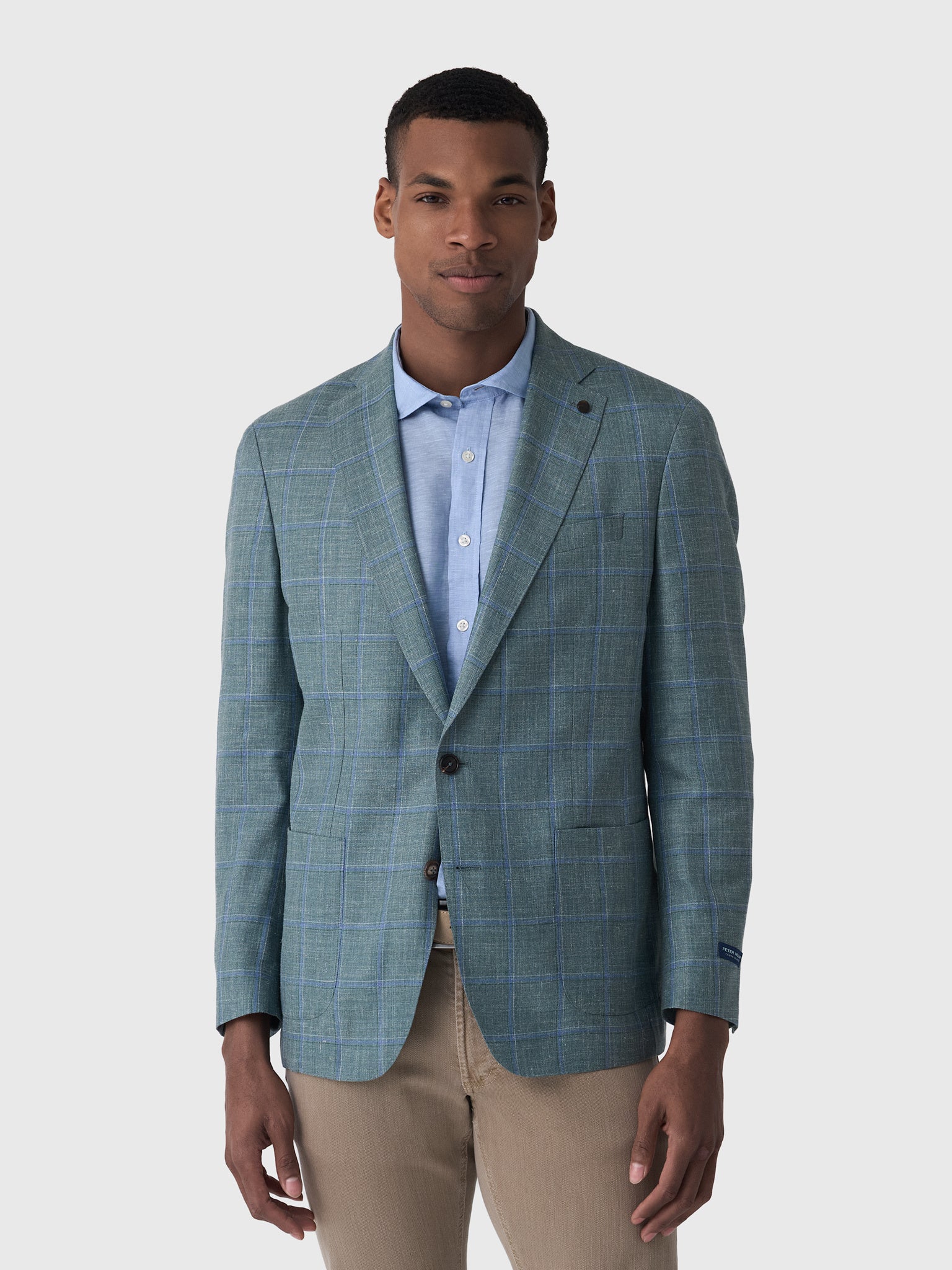 Peter Millar Crown Crafted Men's Salisbury Windowpane Soft Jacket - Saint Bernard