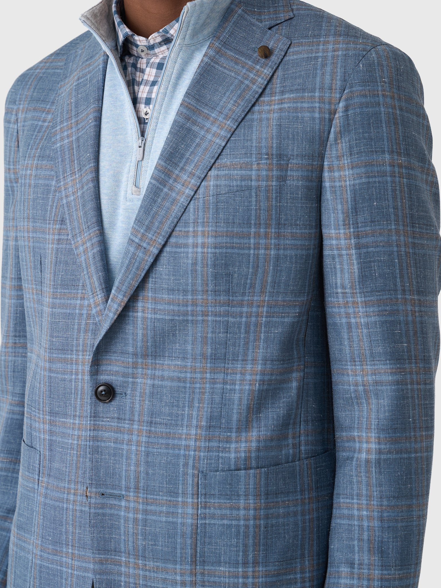 Peter Millar Crown Crafted Men's Hertford Plaid Soft Jacket - Saint Bernard