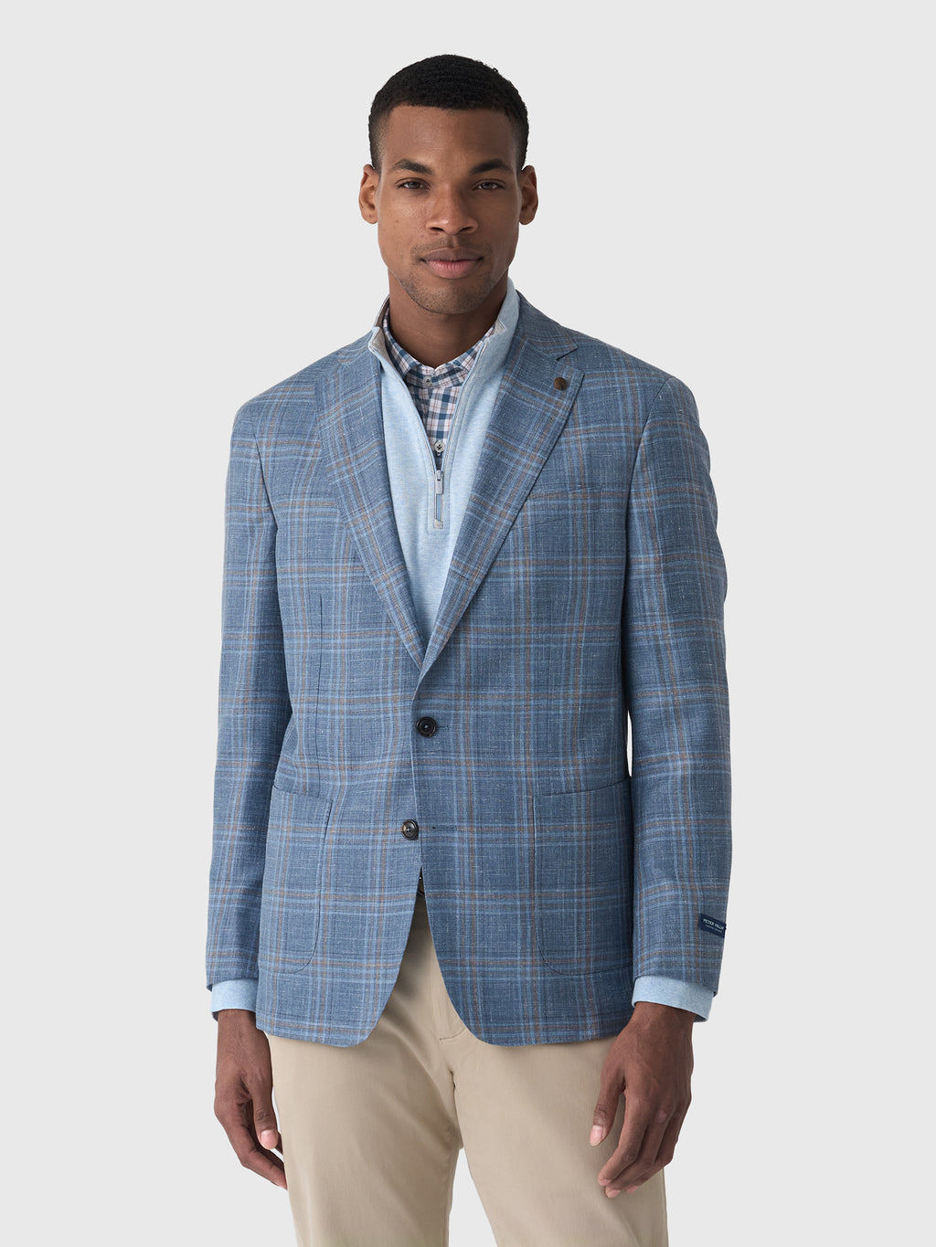 Peter Millar Crown Crafted Men's Hertford Plaid Soft Jacket - Saint Bernard