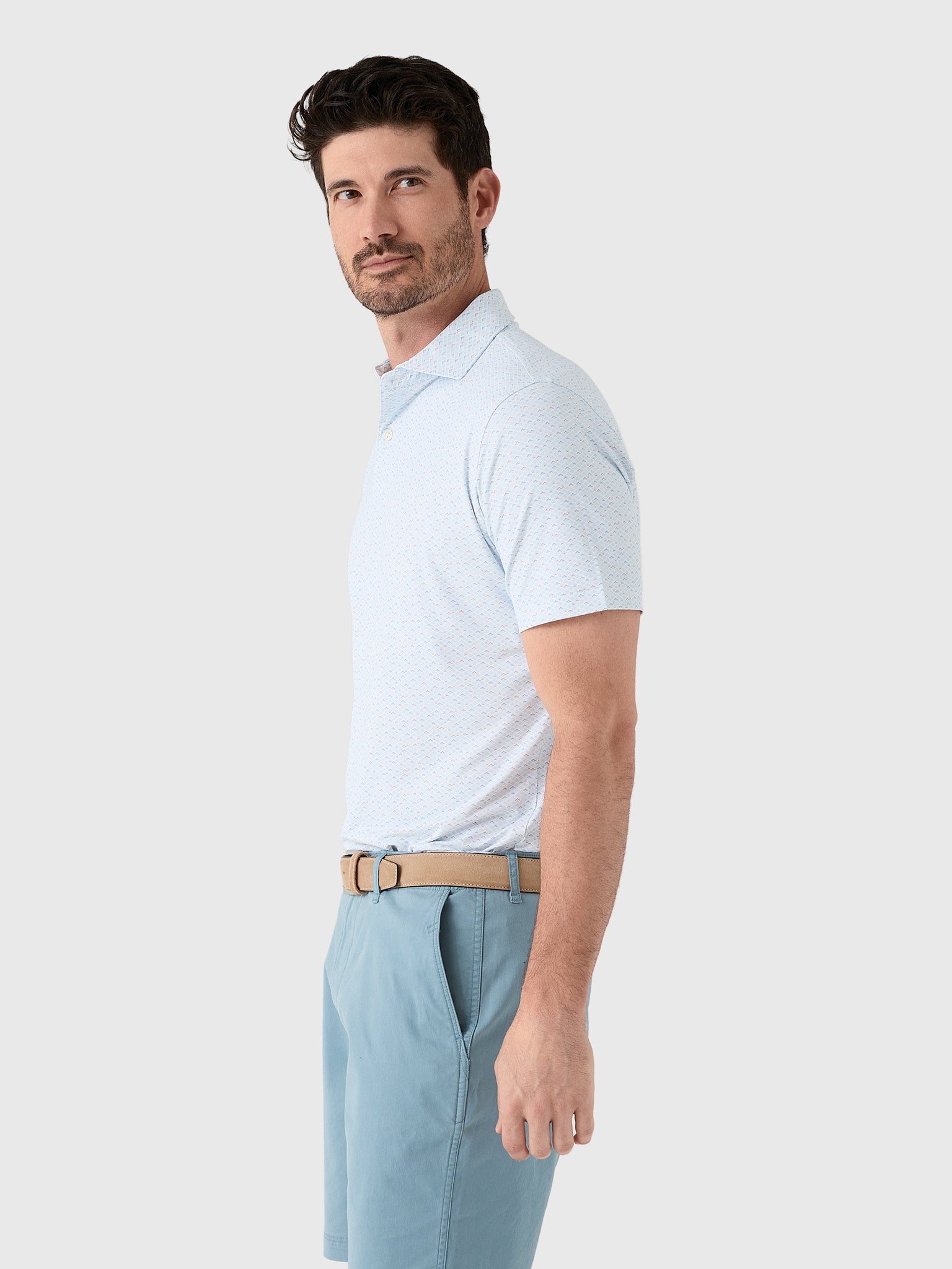 Peter Millar Crown Crafted Men's Soprano Waves Performance Jersey Polo - Saint Bernard