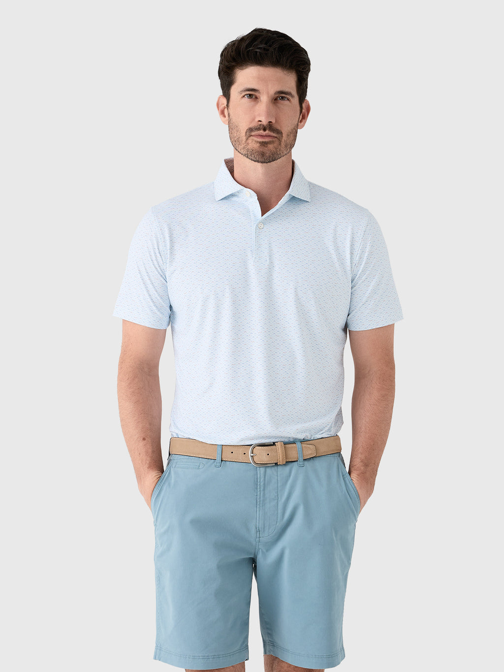 Peter Millar Crown Crafted Men's Soprano Waves Performance Jersey Polo - Saint Bernard