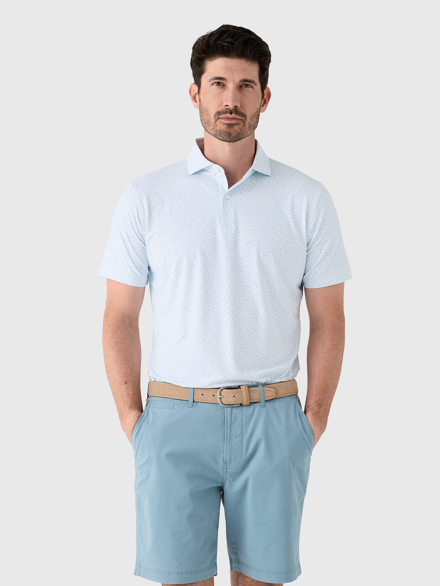 Peter Millar Crown Crafted Men's Soprano Waves Performance Jersey Polo - Saint Bernard