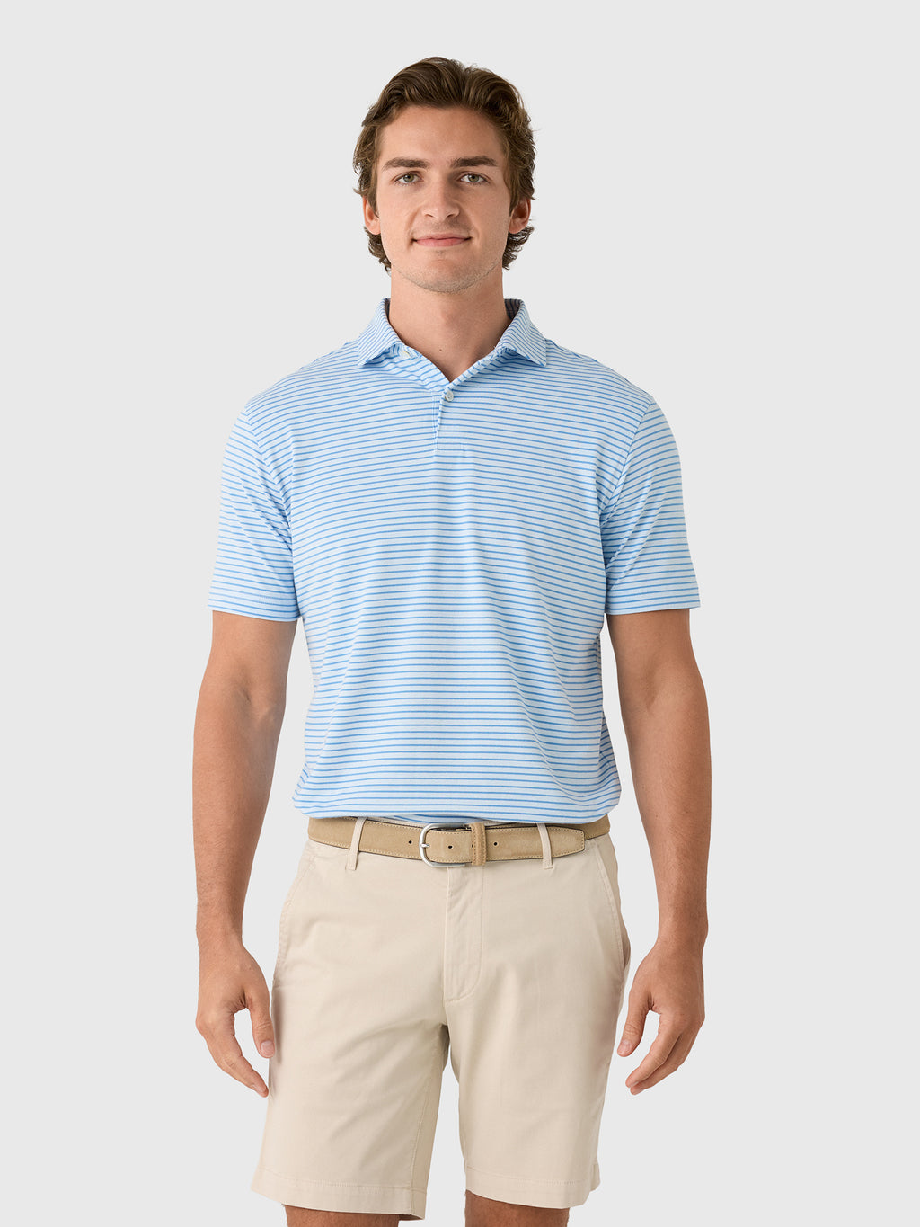 Peter Millar Crown Crafted Men's Albatross Stripe Cotton Blend Piqué Polo - Saint Bernard