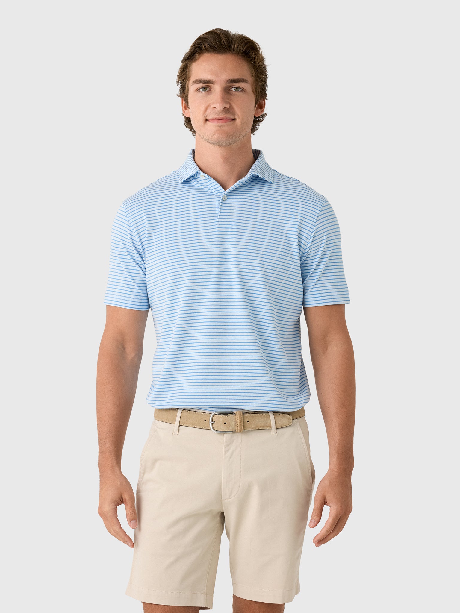 Peter Millar Crown Crafted Men's Albatross Stripe Cotton Blend Piqué Polo - Saint Bernard