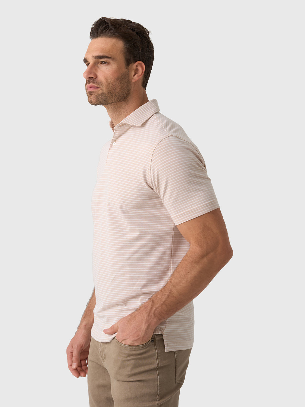 Peter Millar Crown Crafted Men's Albatross Stripe Cotton Blend Piqué Polo - Saint Bernard