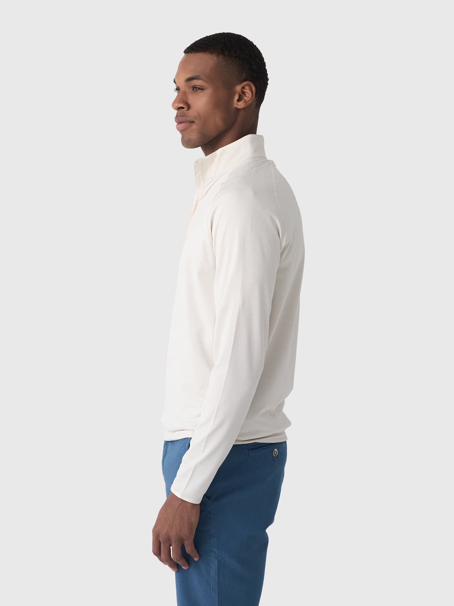 Peter Millar Crown Crafted Men's Stealth Stripe Performance Quarter-Zip - Saint Bernard