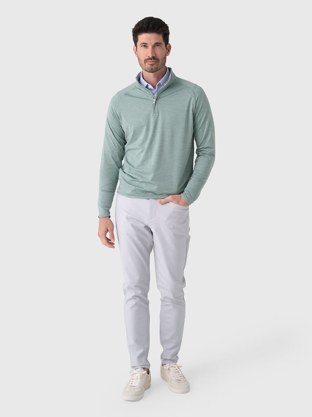 Peter Millar Crown Crafted Men's Stealth Performance Quarter-Zip - Saint Bernard