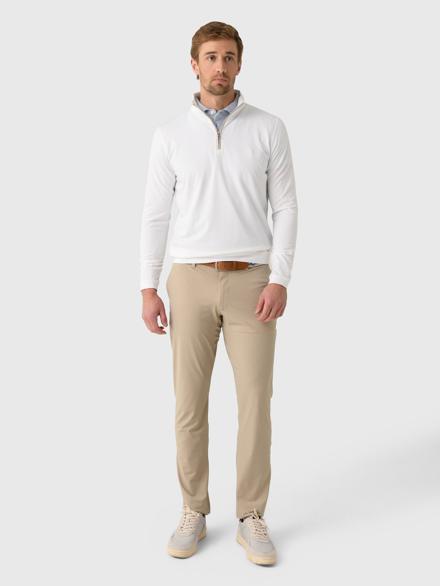 Peter Millar Crown Crafted Men's Albatross Cotton-Blend Piqué Quarter-Zip - Saint Bernard