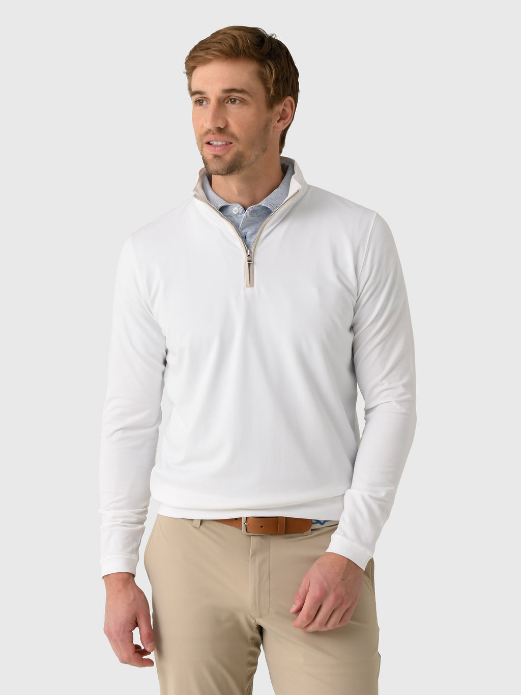 Peter Millar Crown Crafted Men's Albatross Cotton-Blend Piqué Quarter-Zip - Saint Bernard