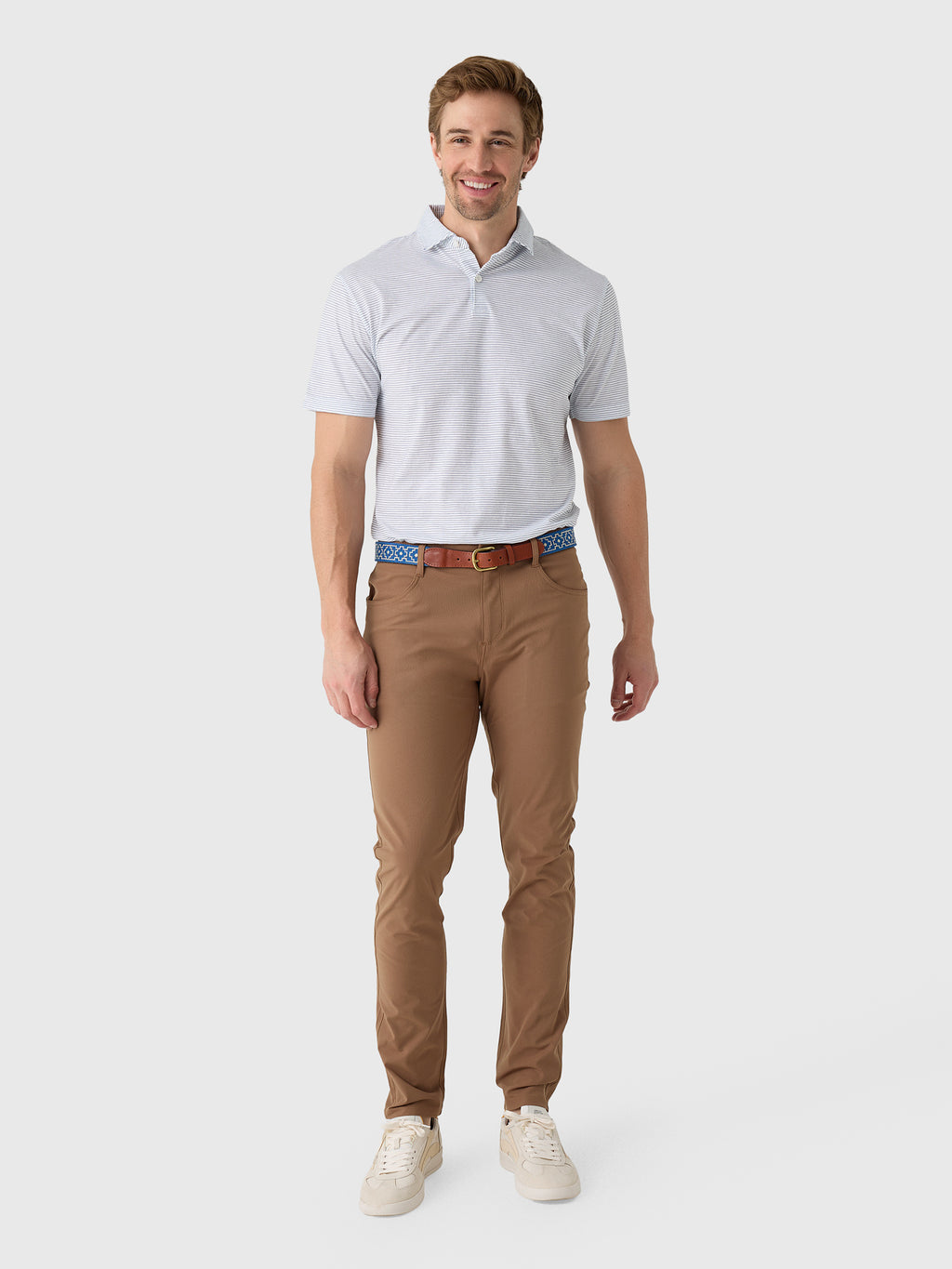 Peter Millar Crown Crafted Men's Journeyman Stripe Polo - Saint Bernard