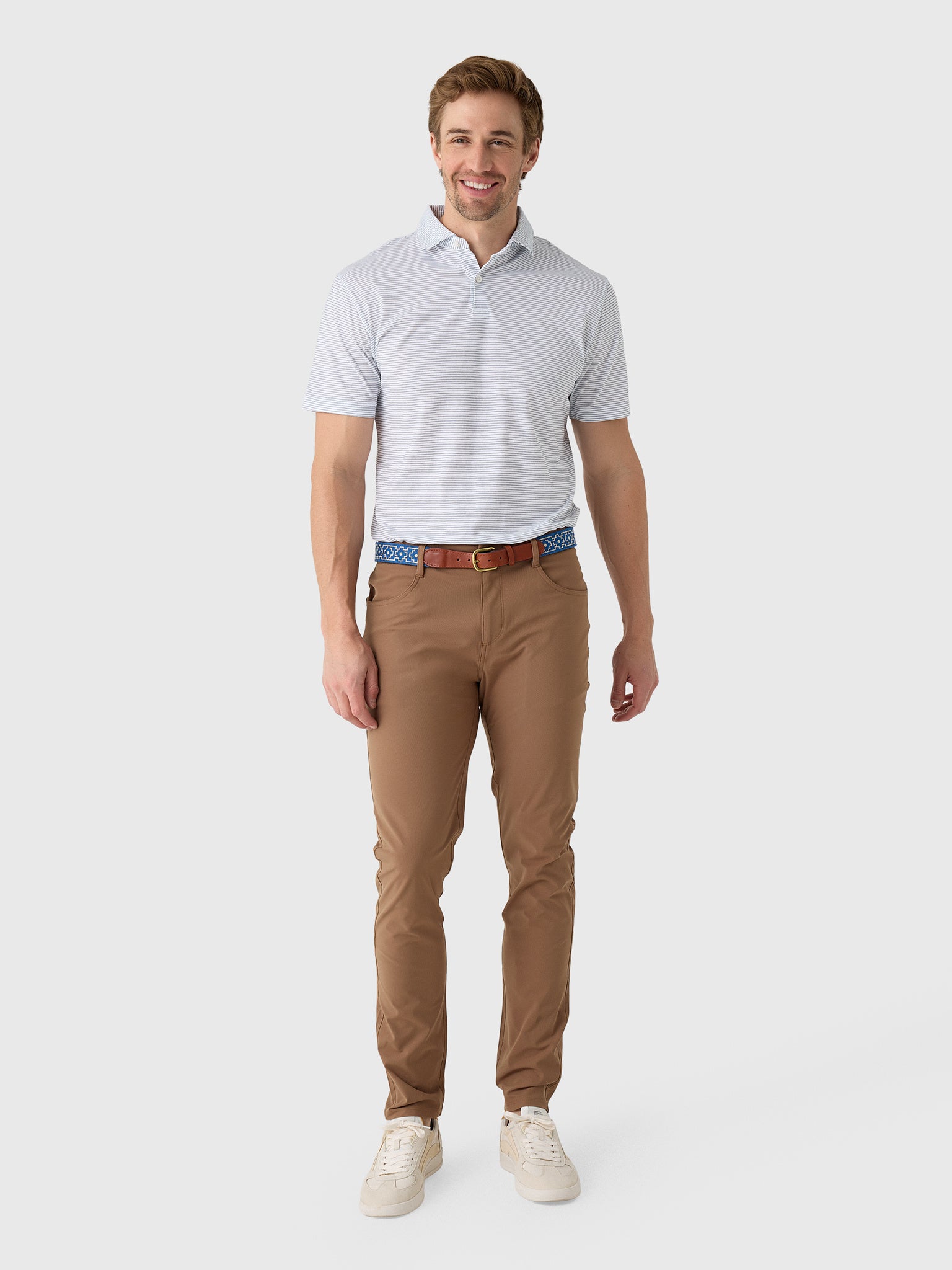 Peter Millar Crown Crafted Men's Journeyman Stripe Polo - Saint Bernard