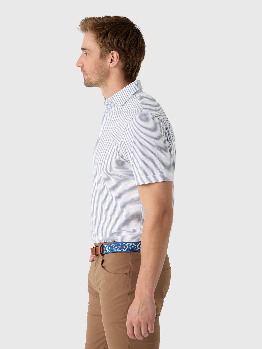 Peter Millar Crown Crafted Men's Journeyman Stripe Polo - Saint Bernard