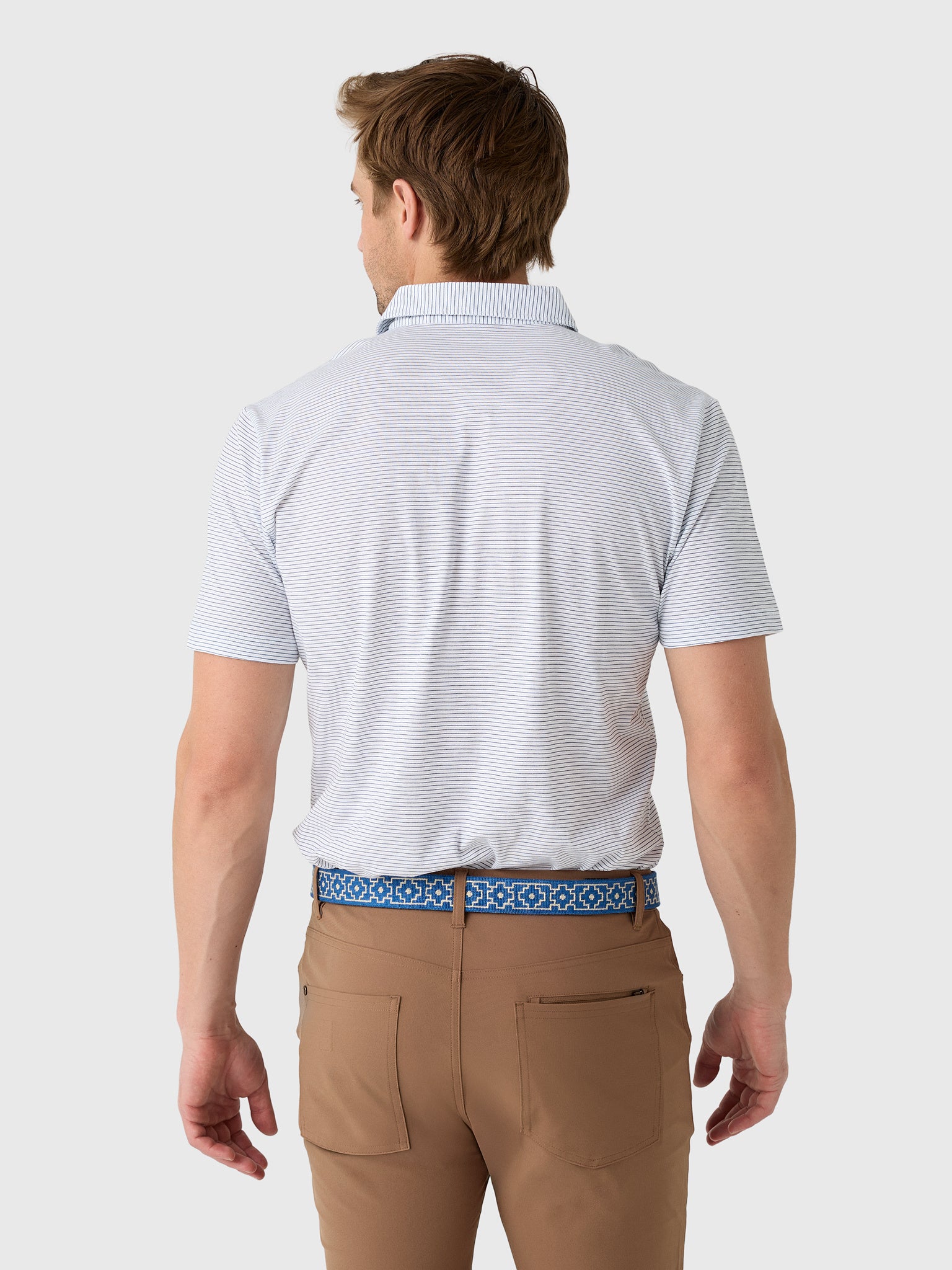 Peter Millar Crown Crafted Men's Journeyman Stripe Polo - Saint Bernard