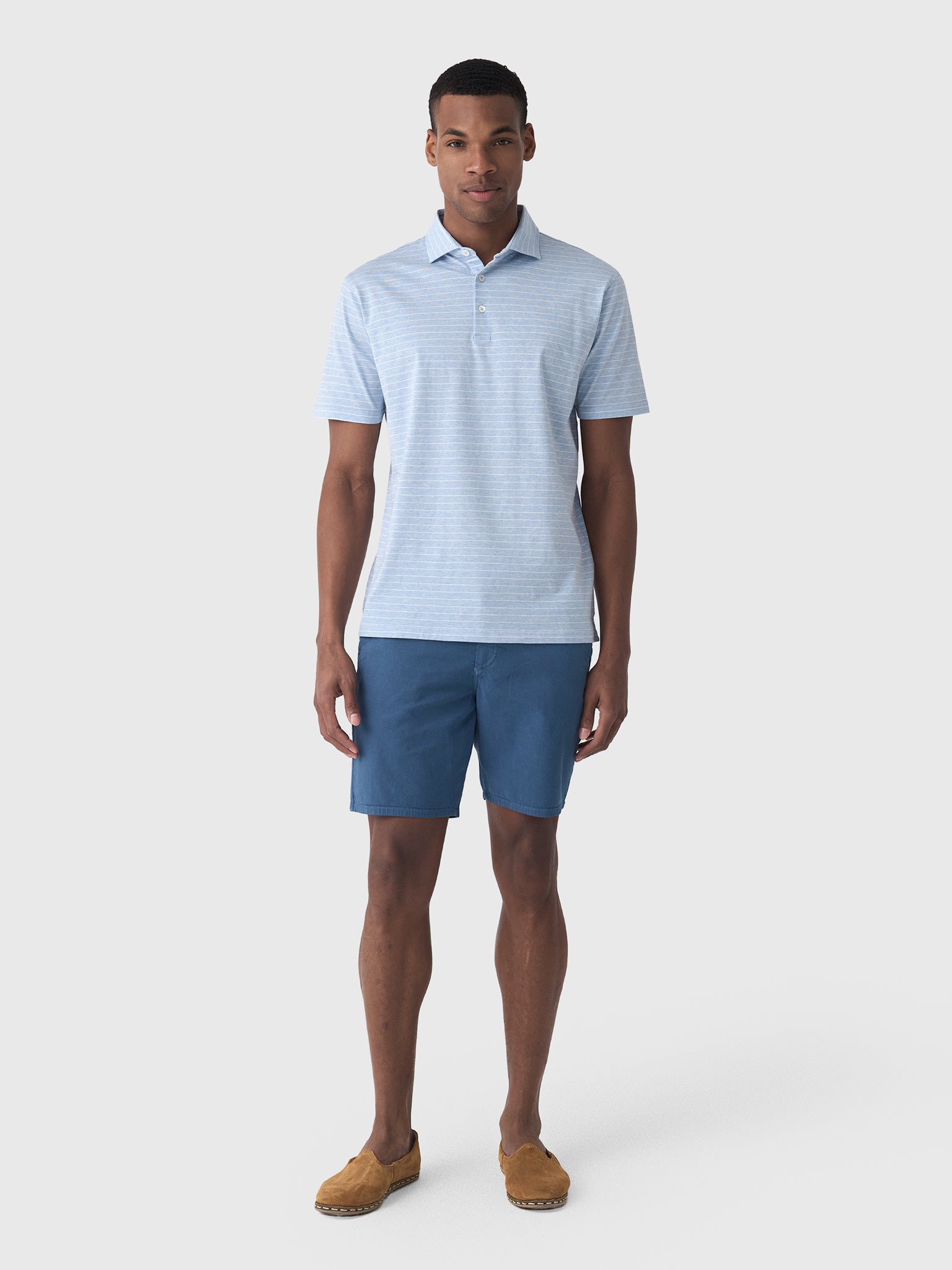 Peter Millar Crown Crafted Men's Excursionist Flex Striped Polo - Saint Bernard