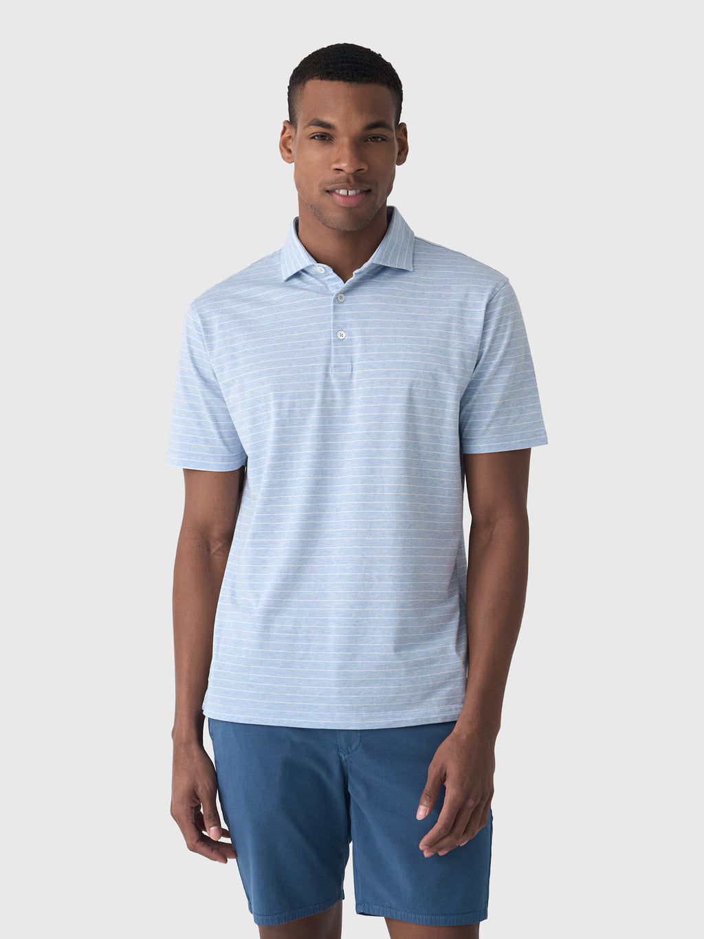 Peter Millar Crown Crafted Men's Excursionist Flex Striped Polo - Saint Bernard