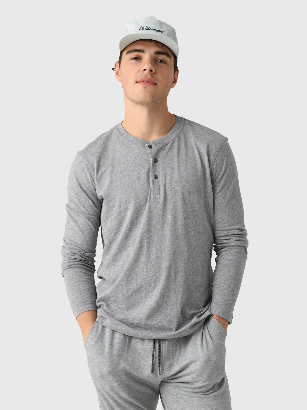 Greyson Men's Alpha Slub Long Sleeve Henley - Saint Bernard