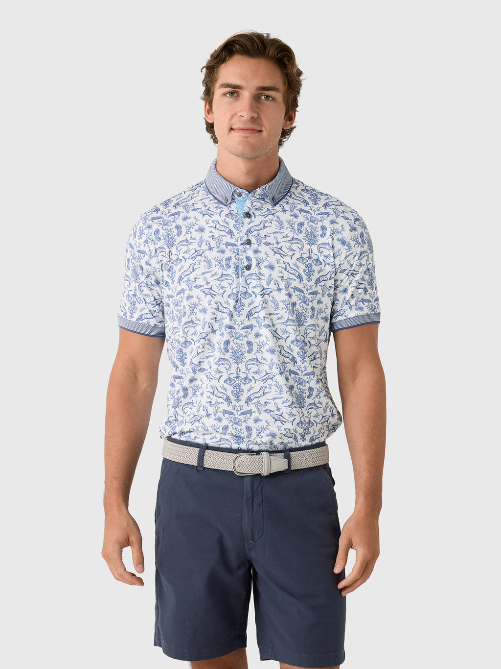 Greyson Men's Coral Curiosities Polo - Saint Bernard