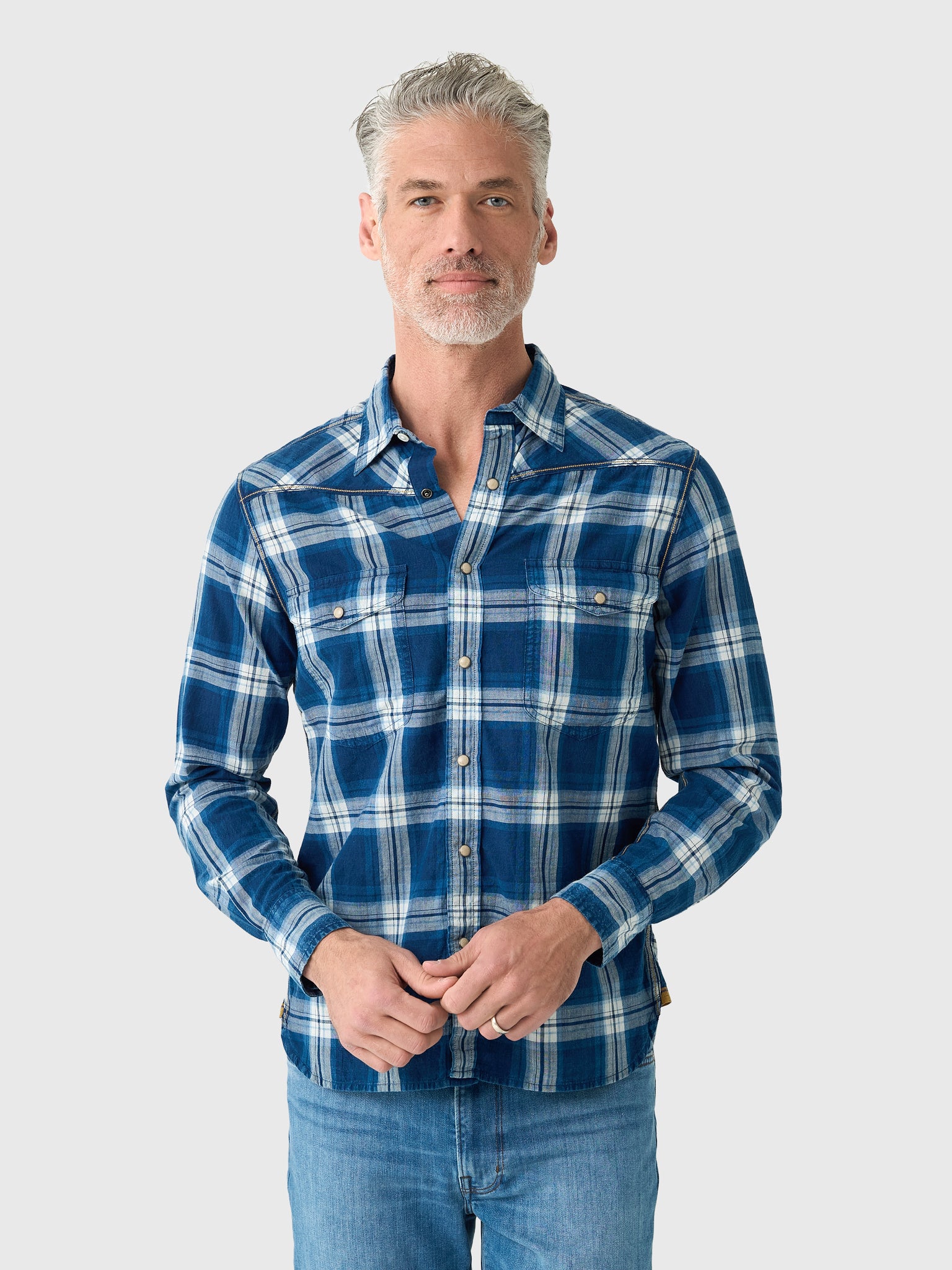 Original Madras Trading Company Men's N°107 Western Long Sleeve Shirt - Saint Bernard