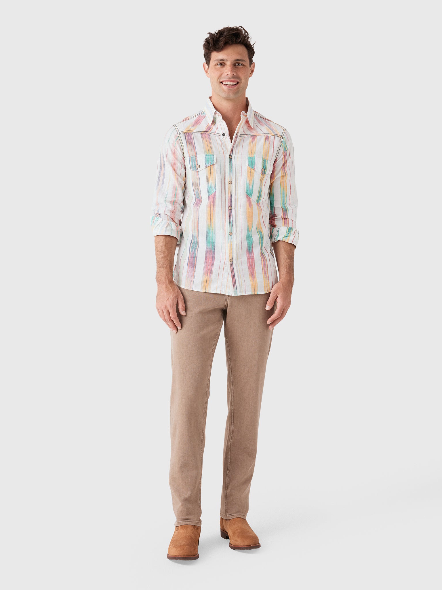 Original Madras Trading Company Men's N°107 Western Long Sleeve Shirt - Saint Bernard