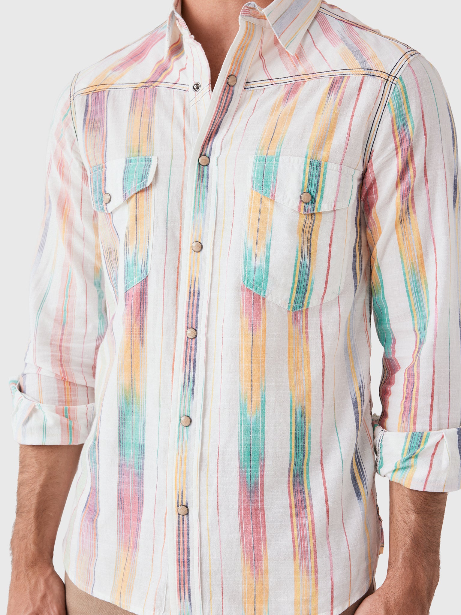 Original Madras Trading Company Men's N°107 Western Long Sleeve Shirt - Saint Bernard