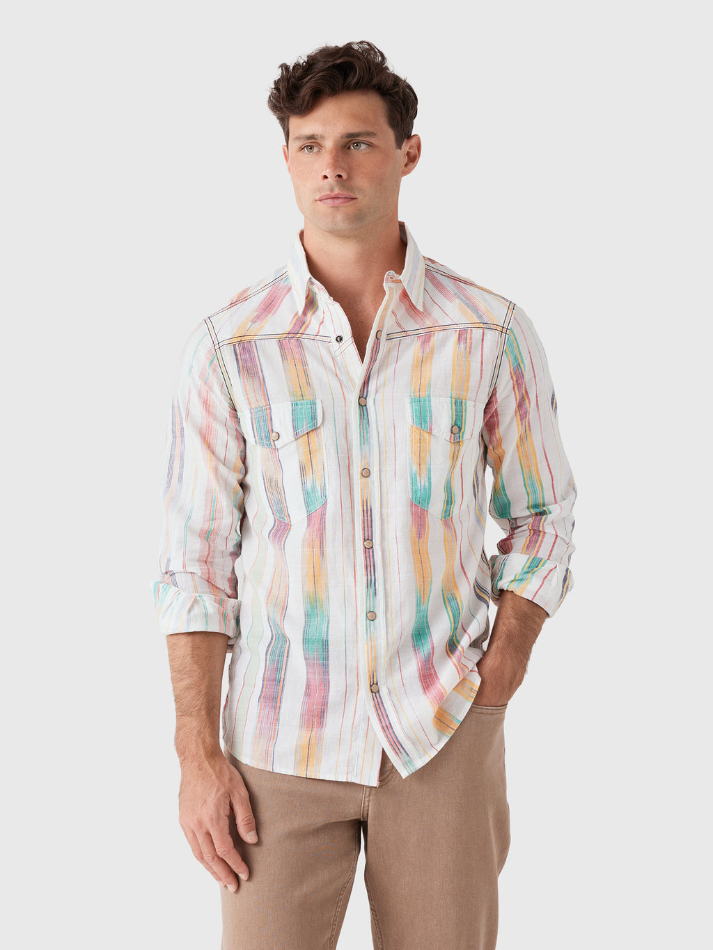 Original Madras Trading Company Men's N°107 Western Long Sleeve Shirt - Saint Bernard