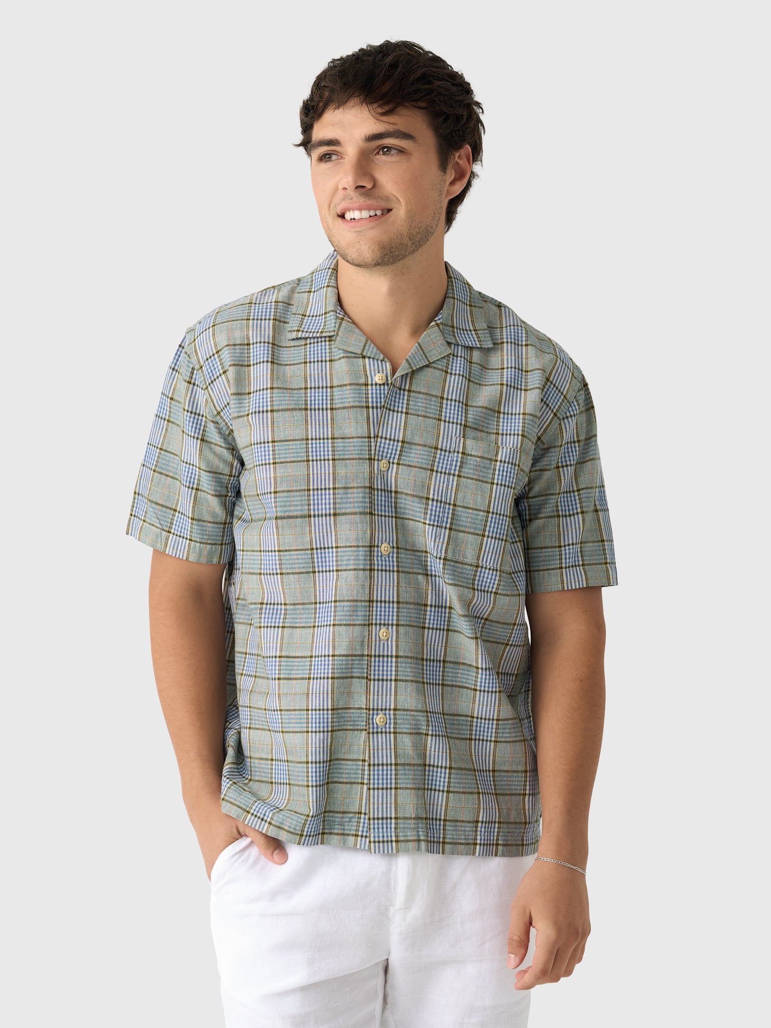Original Madras Trading Company Men's N°153 Lax Short Sleeve Shirt - Saint Bernard
