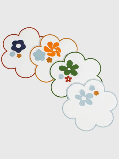 Misette Floral Embroidered Linen Coaster Set