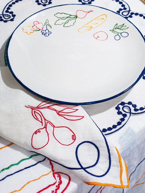 Misette Fête Embroidered Linen Placemat Set
