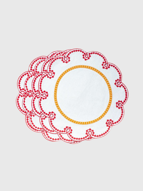 Misette Fête Embroidered Linen Placemat Set