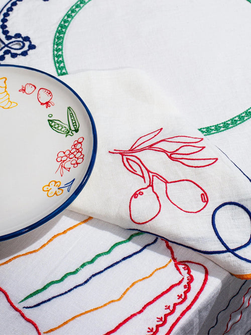 Misette Fête Embroidered Linen Napkin Set