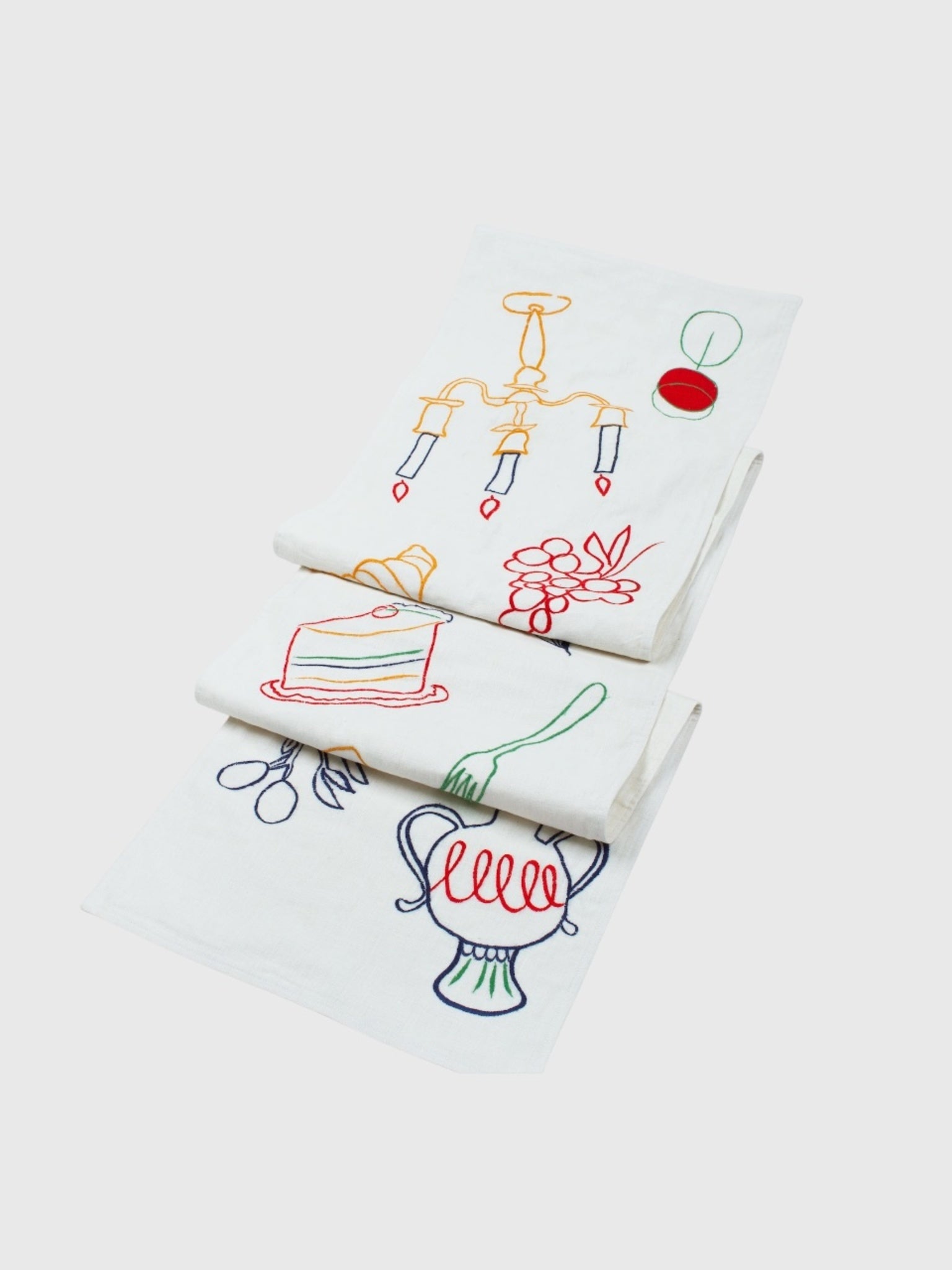 Misette Fête Linen Embroidered Runner - Saint Bernard