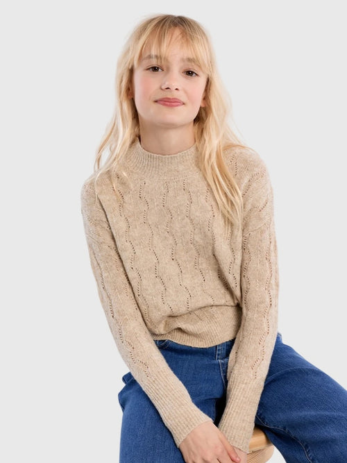 Molly Bracken Girls' Openwork Knit Sweater - Saint Bernard