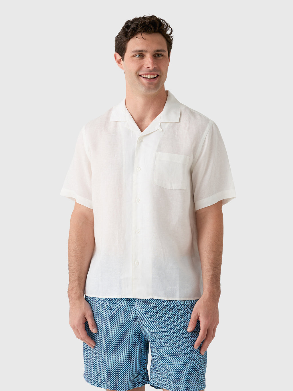 Onia Men's Air Linen Convertible Vacation Shirt - Saint Bernard